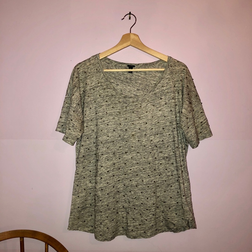 Oversized boatneck t shirt with embellishments